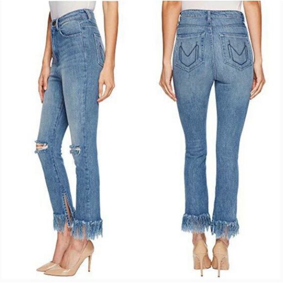 SHOW ME YOUR MUMU | Brooklyn High Rise Jeans with Fringe Hem Harbor Wash | 28 - Picture 1 of 8